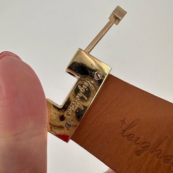 Leighelena Womens Genuine Leather Stingray‎ Wide Jigsaw Cuff Bracelet Orange - Picture 4 of 12